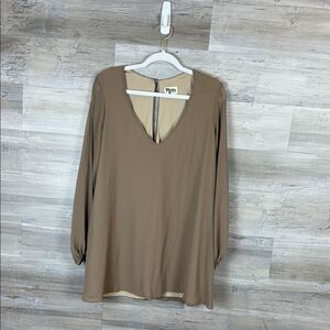 Show Me Your MuMu Tan V-Neck Blouse